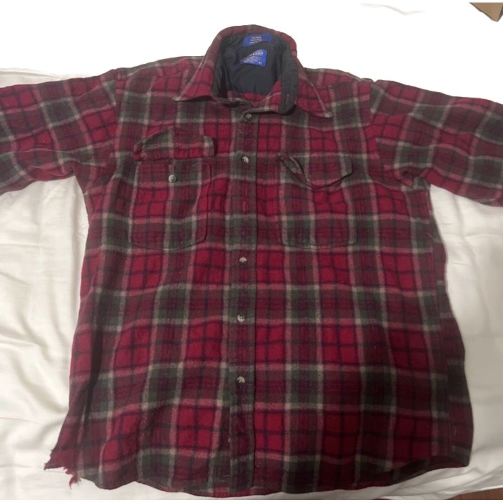 Vintage Pendleton U.S.A 100% Wool‎ Tartan Plaid Button-Up Shirt Jacket